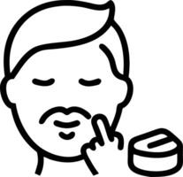 Close up of man using beard balm with soft abstract background copy space on right vector