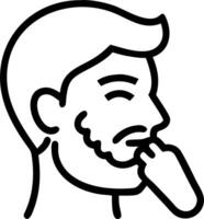 Close up of man using beard brush with soft abstract background copy space below vector