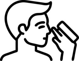 Close up of man using aftershave with soft abstract background copy space below vector