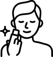 Close up of man using aftershave with bokeh background copy space below vector