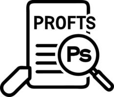 Close up of magnifying glass over profits text on document vector