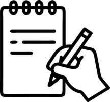 Close up of hands writing green financial goals in eco friendly notebook vector