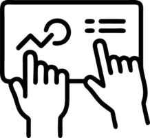 Close up of hands using a holographic touchscreen for digital marketing copy space available vector