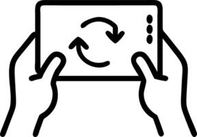 Close up of hands holding tablet with energy saving metrics symbolizing data in recycling vector