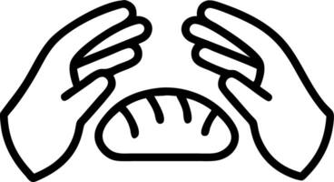Close up of hands breaking open fresh bread over a table vector