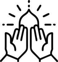 Close up of hands forming a silhouette of a mosque at sunset copy space above vector