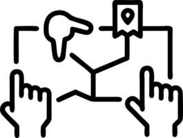 Close up of group holding map with finger pointing copy space on side vector