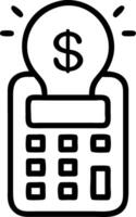 Close up of green lightbulb icon on calculator representing sustainable budgeting vector