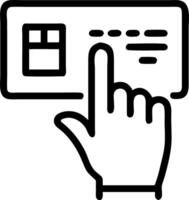 Close up of engineers finger touching digital dashboard with copy space vector