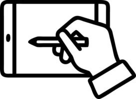 Close up of engineers hand using digital pen on tablet with copy space vector
