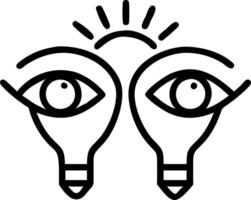 Close up of eyes reflecting a bright idea symbolizing realization with copy space vector