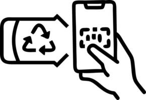 Close up of employee scanning barcode on recyclable office supplies using app vector