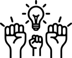 Close up of diverse hands holding light bulbs with copy space vector