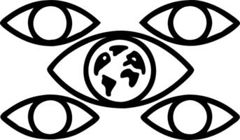 Close up of diverse eyes reflecting a globe with copy space vector