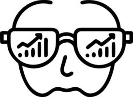 Close up of data scientist face with digital data reflected in glasses vector