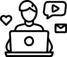 Close up of Community Manager Creating Content on Laptop vector