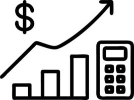 Close up of calculator display showing growing revenue figure vector