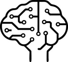 Close up of circuit board forming human brain silhouette with copy space vector