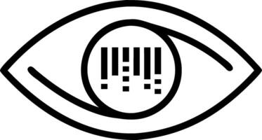 Close up of an eye with a barcode in the iris and copy space vector