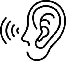 Close up of an ear with sound waves visualized around it and copy space vector