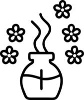 Close up of a tranquil aromatherapy diffuser with blooming flowers copy space below. vector