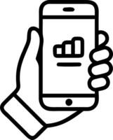 Close up of a smartphone displaying a green business app in a businesspersons hand with copy space vector