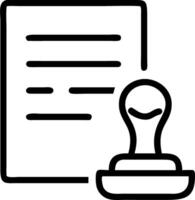 Close up of a stamp being affixed to a document copy space on top. vector