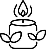 Close up of a serene indoor aromatherapy candle with fresh herbs copy space above. vector