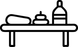 Close up of a serene indoor massage table with oils and towels copy space above. vector