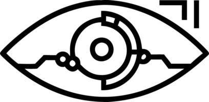 Close up of a robotic eye with lens aperture and copy space vector