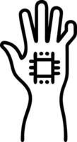 Close up of a persons hand with a microchip implanted under the skin with copy space vector