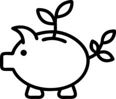 Close up of a piggy bank shaped like a globe with plants growing out and copy space vector