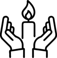Close up of a person holding a candle during a vigil copy space below. vector