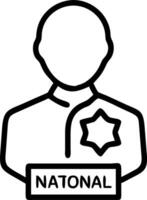 Close up of a person wearing a badge with national emblem copy space on the side. vector