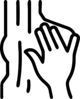 Close up of a person hand touching tree bark with copy space vector