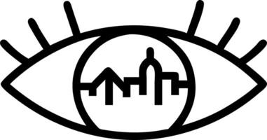 Close up of a person eyes reflecting a city skyline symbolizing realization and insight with copy space vector