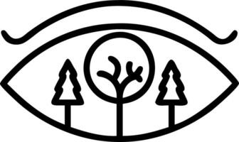 Close up of a person eye reflecting a forest scene with copy space vector