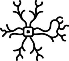Close up of a neuron with digital circuit overlay and copy space vector