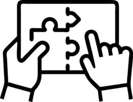 Close up of a marketers hands assembling a digital marketing puzzle on a tablet futuristic theme copy space vector