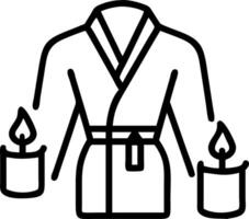 Close up of a luxurious silk robe and scented candles copy space below. Set 3 vector
