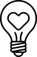 Close up of a lightbulb filament forming a heart shape symbolizing love and epiphany with copy space vector