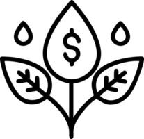 Close up of a leaf with water droplets shaped like dollar signs and copy space vector