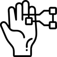 Close up of a hand with augmented reality interface overlay and copy space vector