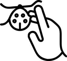Close up of a ladybug on a person fingertip with copy space vector