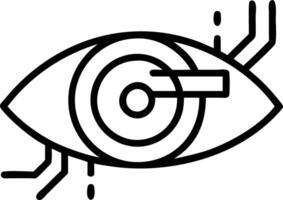 Close up of a human eye with holographic display overlay and copy space vector