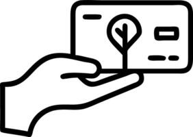 Close up of a hand holding a credit card with a tree design and copy space vector