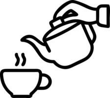 Close up of a hand pouring tea from a traditional teapot with steam and copy space to the side. vector