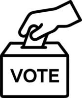 Close up of a hand placing a vote in a ballot box copy space on the side. vector