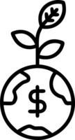 Close up of a globe made of dollar bills with a small tree sprouting and copy space vector