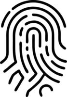 Close up of a fingerprint with digital circuit overlay and copy space vector